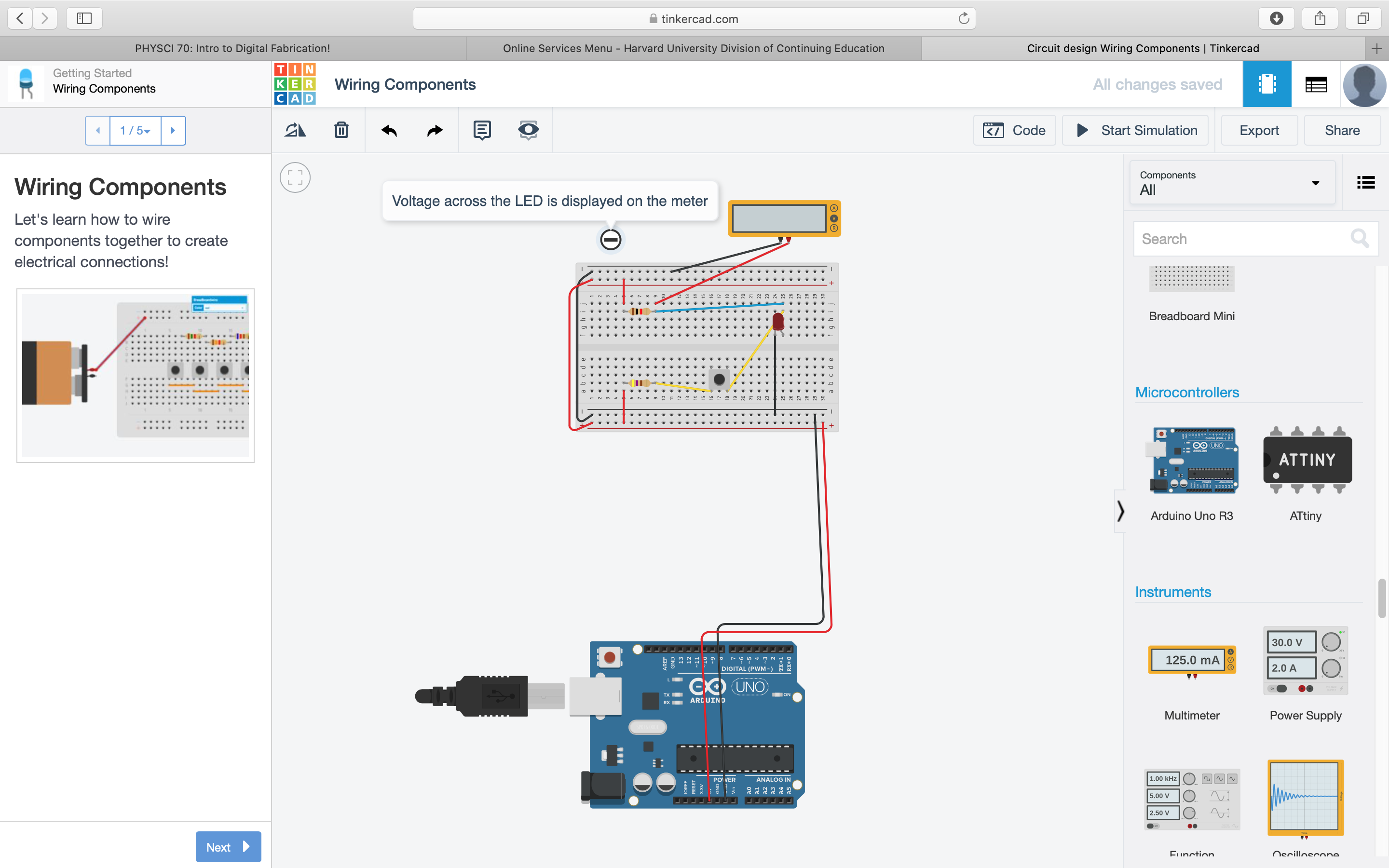 TinkerCAD circuit